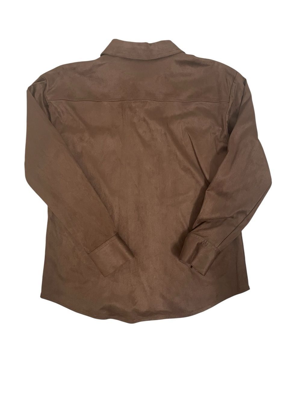 Antonio Melani Paulalexis Faux Suede Button Front Shirt Russet Brown Size 4 - Picture 3 of 8